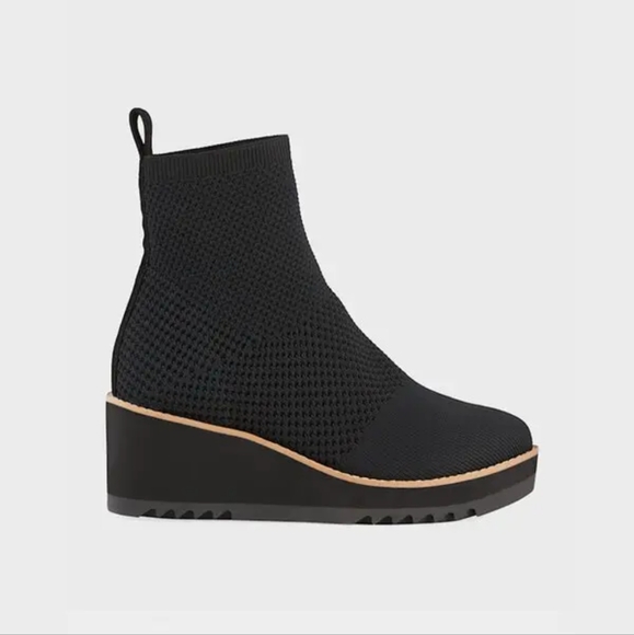 Eileen Fisher London Knit Wedge Bootie Black - Picture 1 of 9